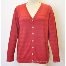 Casual V-Neck Knit Women Cardigan with Button